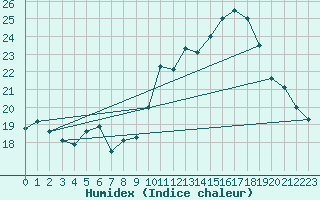 Courbe de l'humidex pour Amur (79)