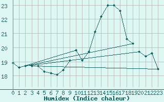 Courbe de l'humidex pour Biarritz (64)