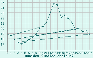 Courbe de l'humidex pour Michelstadt-Vielbrunn