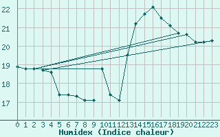 Courbe de l'humidex pour Jan (Esp)