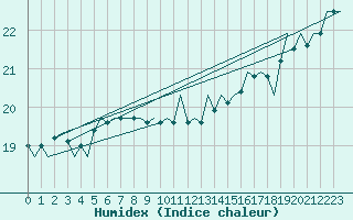 Courbe de l'humidex pour Euro Platform