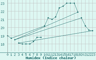 Courbe de l'humidex pour Muirancourt (60)