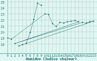 Courbe de l'humidex pour Cotnari