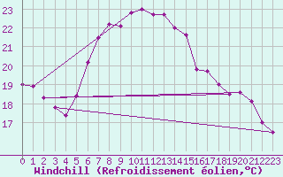 Courbe du refroidissement olien pour Wels / Schleissheim