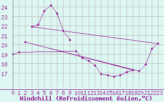 Courbe du refroidissement olien pour Shizuoka