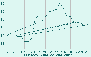 Courbe de l'humidex pour Nyon-Changins (Sw)