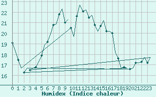 Courbe de l'humidex pour Hohn