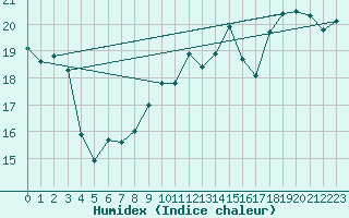 Courbe de l'humidex pour Hoernli