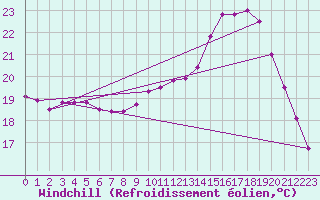 Courbe du refroidissement olien pour Trgueux (22)