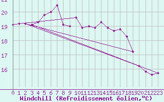 Courbe du refroidissement olien pour Siedlce