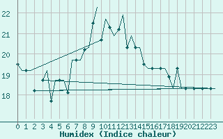 Courbe de l'humidex pour Firenze / Peretola