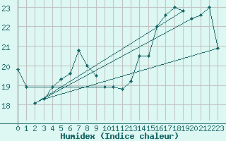 Courbe de l'humidex pour Anholt