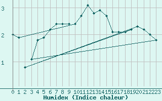 Courbe de l'humidex pour Skagen