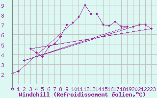 Courbe du refroidissement olien pour Zamosc