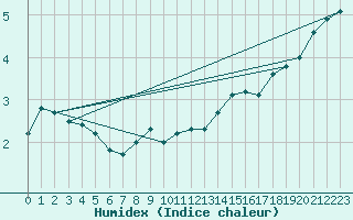 Courbe de l'humidex pour Chaumont (Sw)