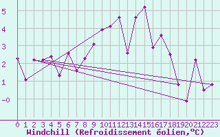Courbe du refroidissement olien pour Reykjavik