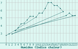 Courbe de l'humidex pour Saint-Hubert (Be)