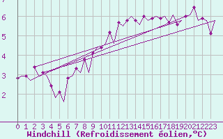 Courbe du refroidissement olien pour Lelystad