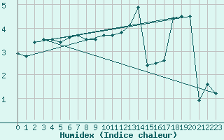 Courbe de l'humidex pour Nuerburg-Barweiler