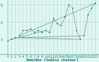 Courbe de l'humidex pour Great Dun Fell