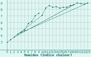 Courbe de l'humidex pour Ble - Binningen (Sw)