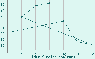 Courbe de l'humidex pour Shine Usa