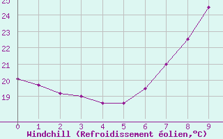 Courbe du refroidissement olien pour Palma De Mallorca