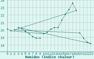 Courbe de l'humidex pour Belfort (90)