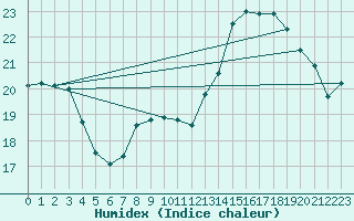 Courbe de l'humidex pour Cointe - Lige (Be)