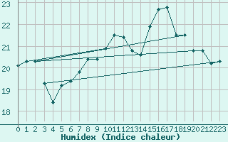 Courbe de l'humidex pour Cap Ferret (33)