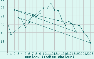 Courbe de l'humidex pour Vieste