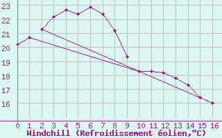 Courbe du refroidissement olien pour Oshima