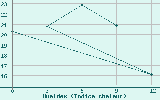 Courbe de l'humidex pour Choir