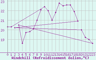 Courbe du refroidissement olien pour Nordkoster