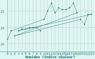 Courbe de l'humidex pour Carpentras (84)