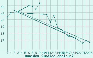 Courbe de l'humidex pour Lauwersoog Aws