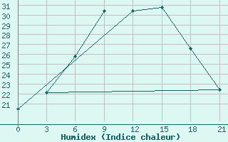 Courbe de l'humidex pour Janibek