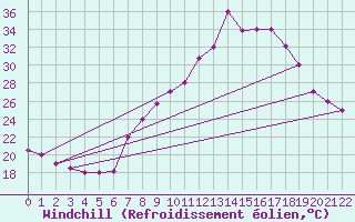 Courbe du refroidissement olien pour Meknes