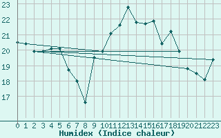 Courbe de l'humidex pour Biscarrosse (40)