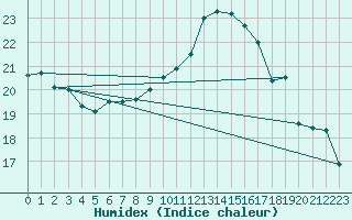 Courbe de l'humidex pour Wdenswil