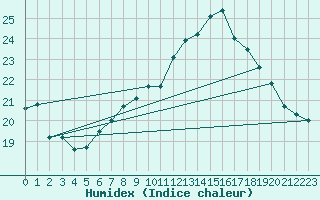 Courbe de l'humidex pour Novo Mesto