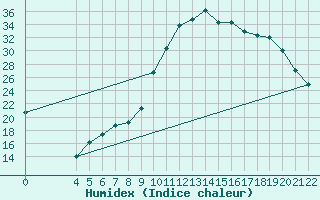 Courbe de l'humidex pour Mecheria