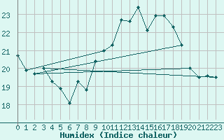 Courbe de l'humidex pour Cap de la Hague (50)