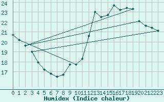 Courbe de l'humidex pour Jan (Esp)