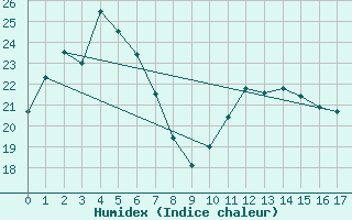 Courbe de l'humidex pour Coonamble