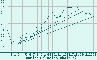 Courbe de l'humidex pour Torino / Bric Della Croce