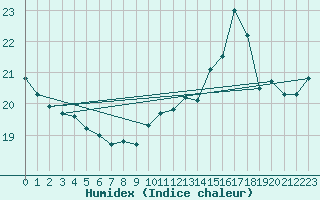 Courbe de l'humidex pour Lille (59)