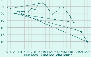 Courbe de l'humidex pour Melsom