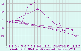 Courbe du refroidissement olien pour Machichaco Faro