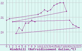 Courbe du refroidissement olien pour Machichaco Faro